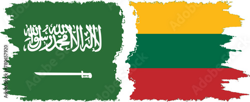 Lithuania and Saudi Arabia grunge flags connection vector