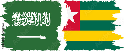 Togolese Republic and Saudi Arabia grunge flags connection vector