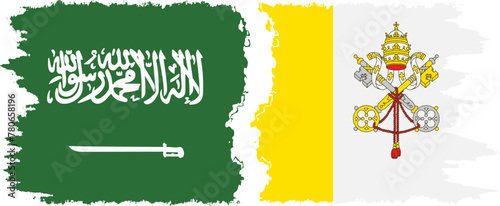 Vatican and Saudi Arabia grunge flags connection vector