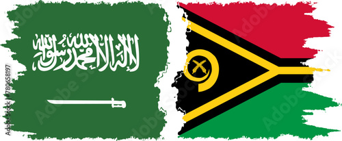 Vanuatu and Saudi Arabia grunge flags connection vector