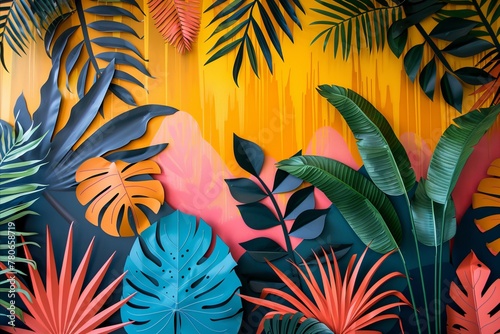 Minimalist yet bold, this abstract backdrop combines vibrant foliage forms and organic lines to reflect nature's essence