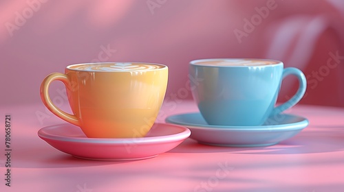 Illustration of a Cup of Lattes on an Isolated Background, Perfect for Advertising with Studio Lighting