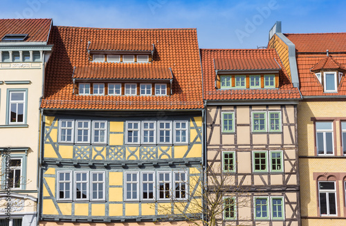 Colorful half timbered houses in the historic center of Muhlhausen, Germany