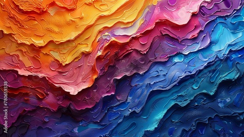 Textured abstract resembling ceramic art with detailed, dimensional lines in a vivid and vibrant color spectrum