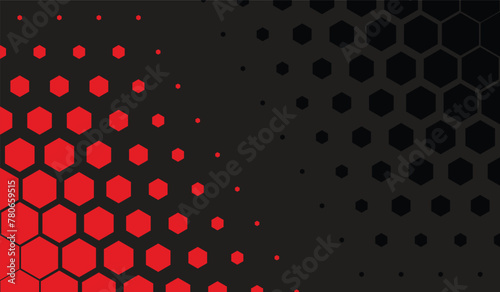 Abstract background with red and black hexagons, minimalist sporty background design.