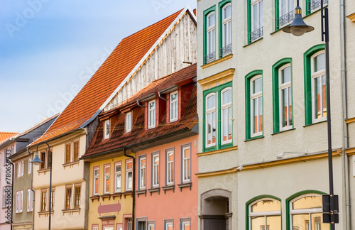 Colorful facades of the Untermarkt square in Muhlhausen, Germany