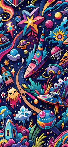  graffiti universe seamless pattern