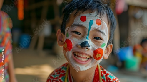 Joyful Asian Child Participating in Vibrant Cultural Dance Performance