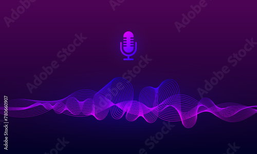 Voice AI Assistant Recognition. Personal Assistant concept. Modern technology. Microphone icon and wave audio spectrum line.
