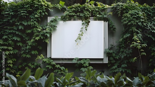 Sleek White Billboard Framed by Lush Green Foliage - A Symbolic Representation of Growth and Opportunity