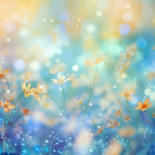 Field of cosmos flowers with sparkling light effects © BetterPhoto
