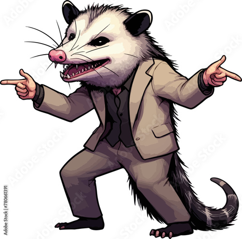 cute cartoon meme possum in suit
