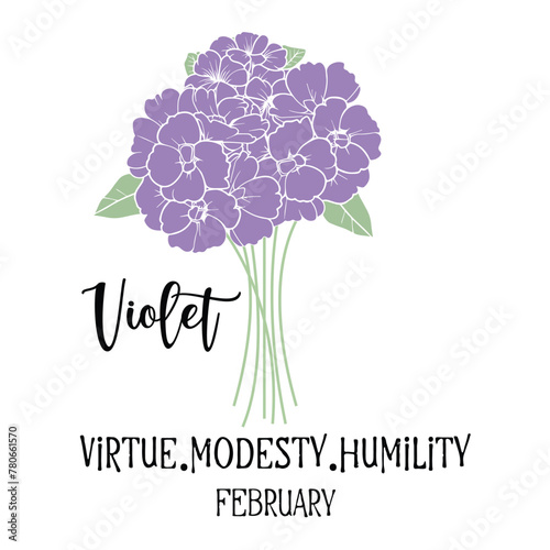 Violet virtue modesty humility SVG, Birth flower month svg,  February Birth Flower