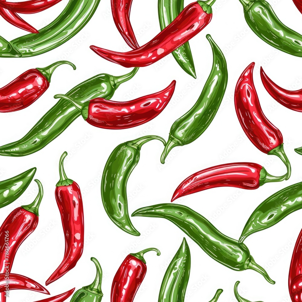 Seamless pattern of red and green hot chili peppers. red and green hot chili peppers. Seamless pattern of red and green hot chili peppers. red and green hot chili peppers.