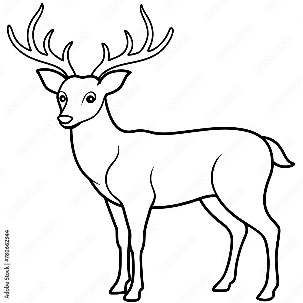 Fototapeta premium Deer vector illustration style. with line art.