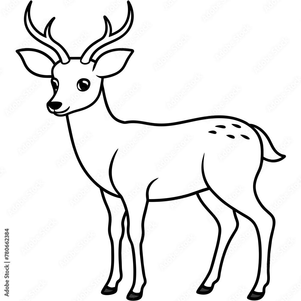 Fototapeta premium Deer vector illustration style. with line art.