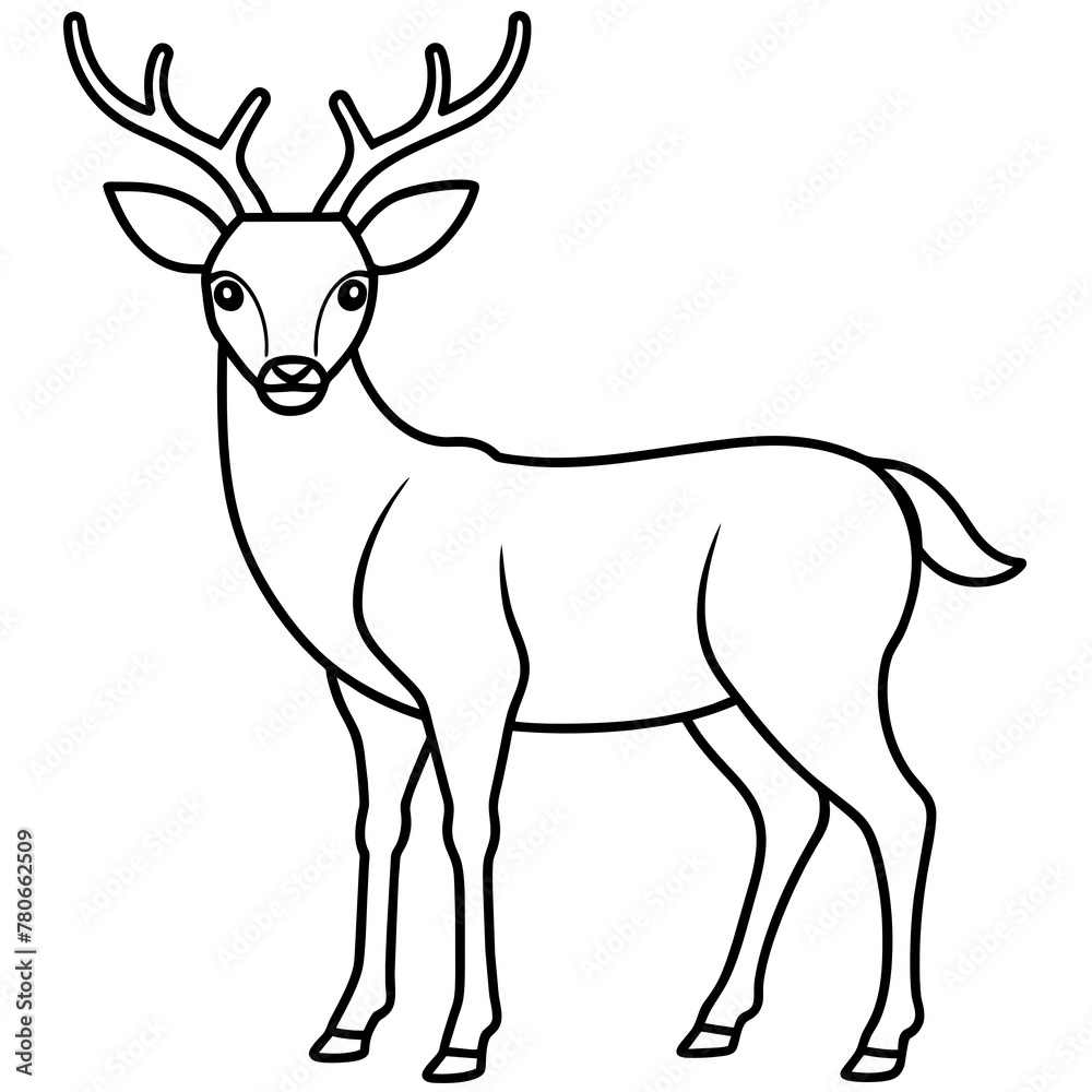 Fototapeta premium Deer silhouette vector illustration style. 