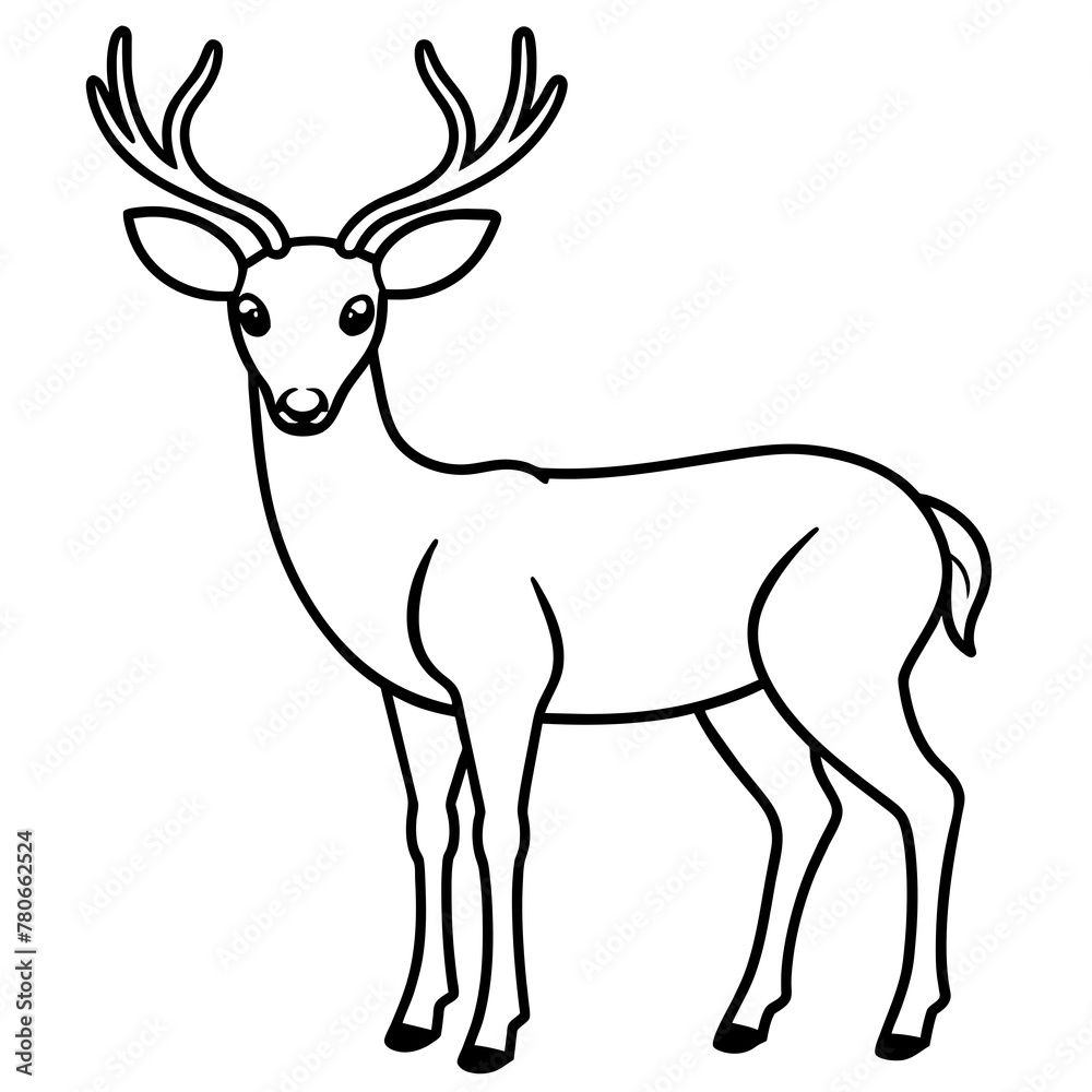 Fototapeta premium Deer silhouette vector illustration style. 