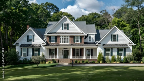 Elegant Suburban Retreat with Brick Details and Gabled Roof. Concept Home Architectural Design, Brick Facade, Suburban living, Gabled Roof, Elegant Retreat © Ян Заболотний