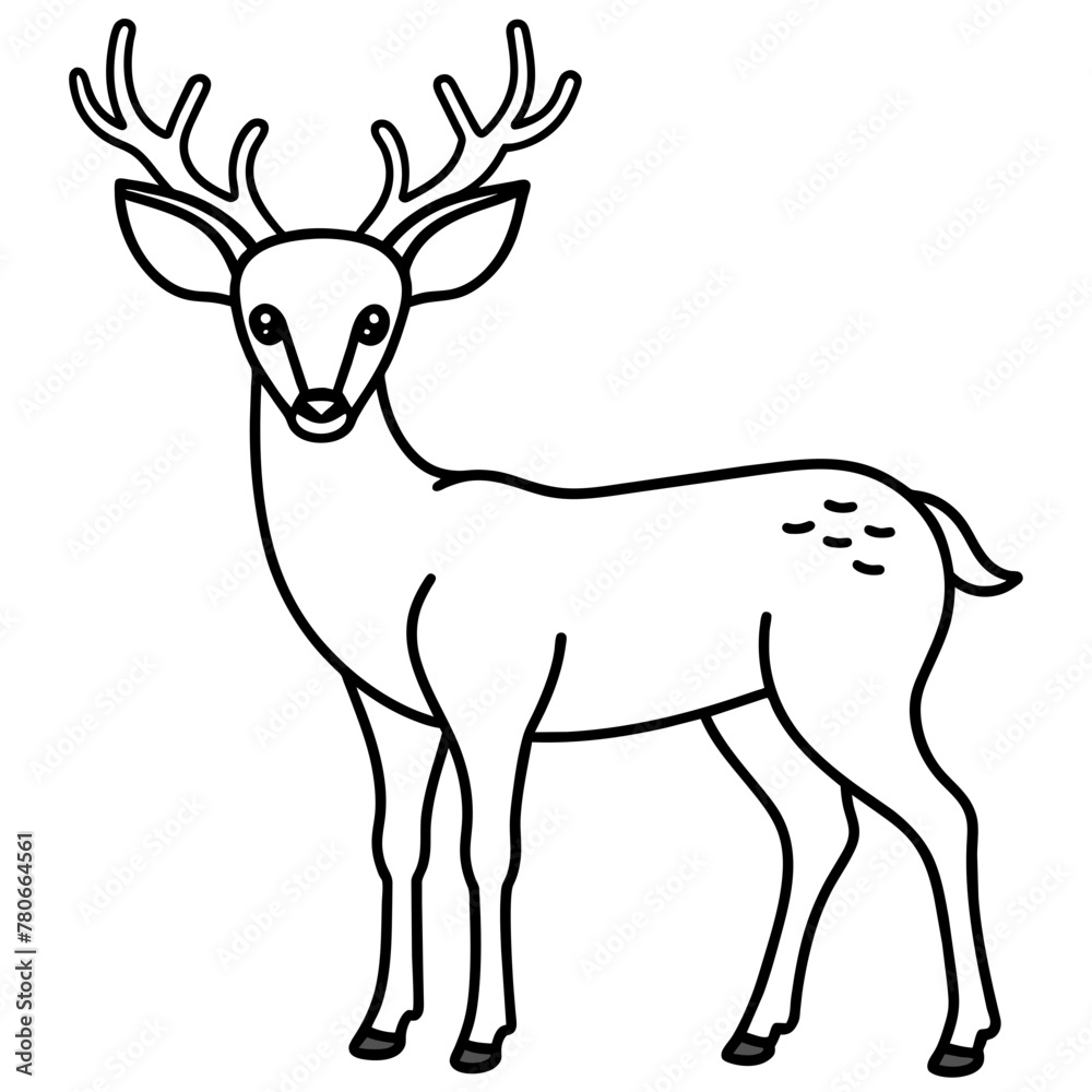 Fototapeta premium Deer silhouette vector illustration style. 