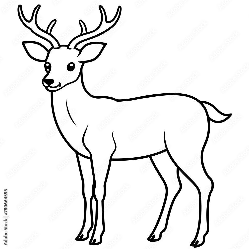 Fototapeta premium Deer silhouette vector illustration style. 