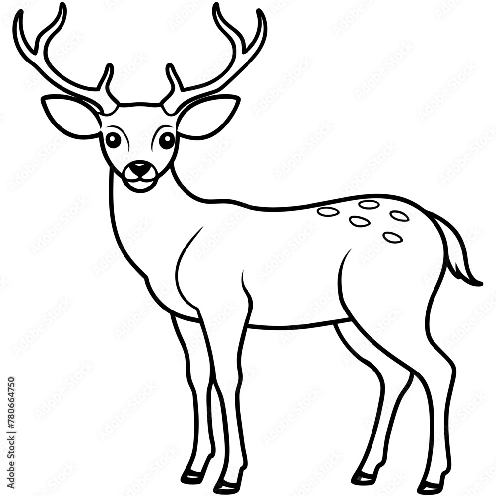 Fototapeta premium Deer silhouette vector illustration style. 