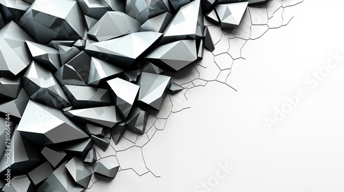 Idea creativity broken two-dimensional shape modern, wall of broken glass photo