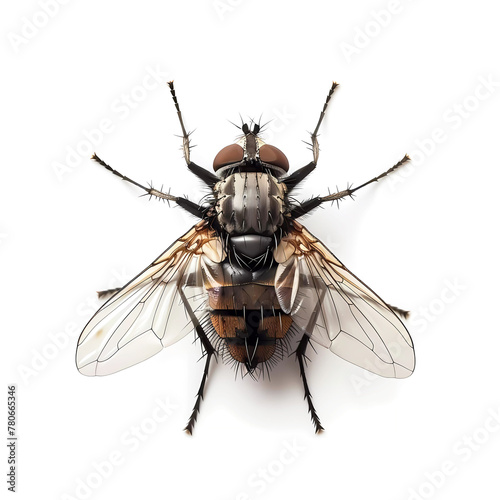 Housefly on white background. Generative ai design concept art.