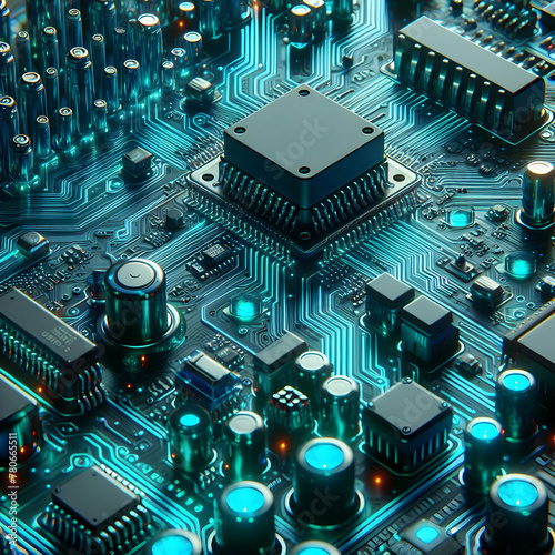 Close up of electronic circuit board with processor