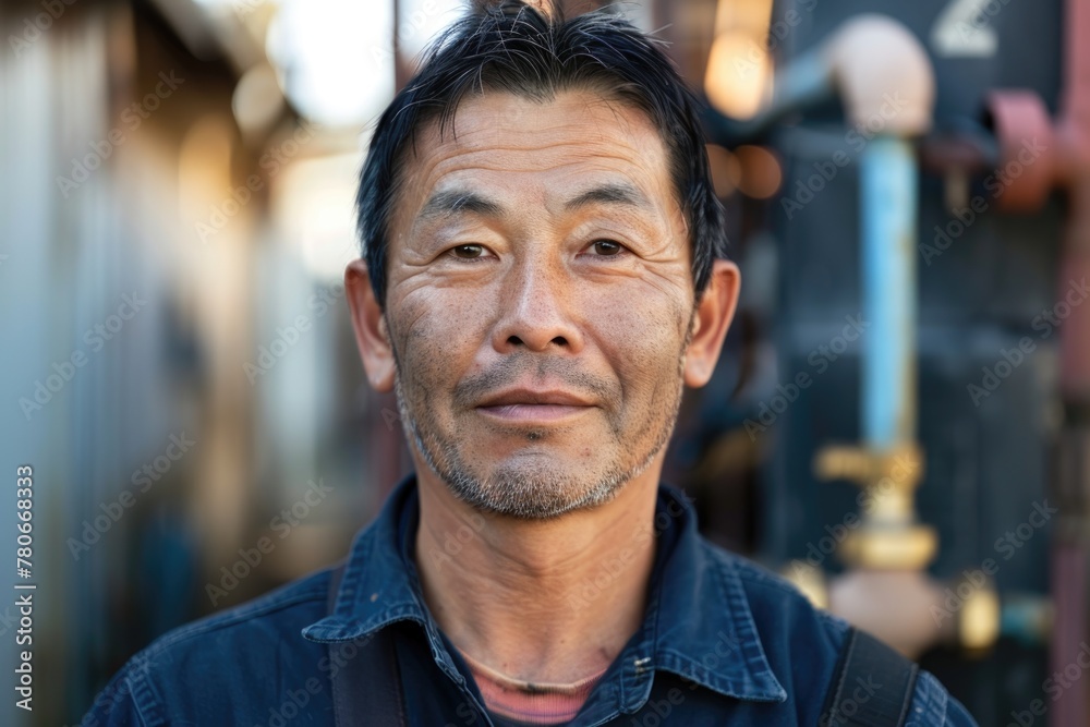 Obraz premium Portrait of a middle aged male plumber
