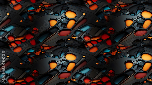 seamless pattern with red and black circles