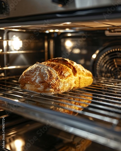 Conventional oven with a glass door, checking on the baking process, no people, throughview , low texture photo