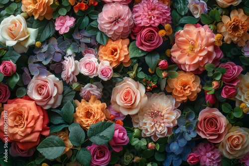 Full frame close-up shot displaying a rich tapestry of multicolored artificial flowers