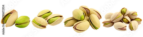 Set Pistachio nut isolated on transparent background cutout, PNG file. photo