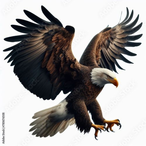 Image of isolated bald eagle against pure white background  ideal for presentations 