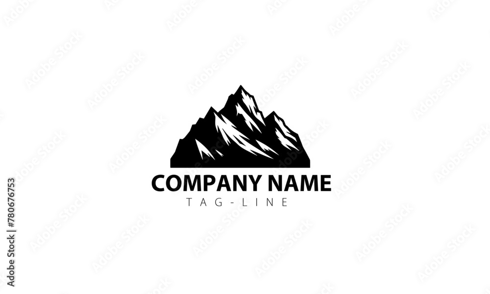 black and white minimal Mountain logo icon 