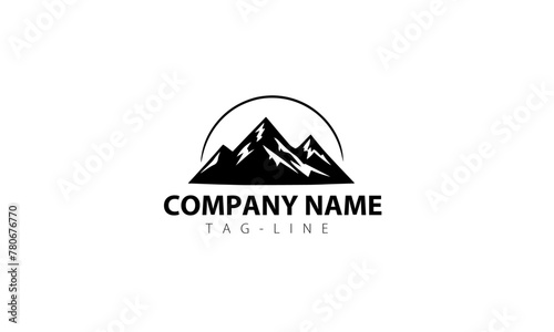 black and white minimal Mountain logo icon 
