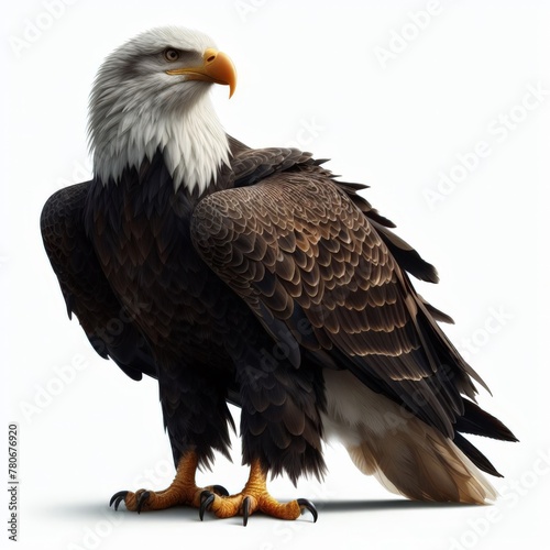 Image of isolated bald eagle against pure white background  ideal for presentations 