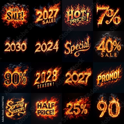 Sale fire and flame concept. AI generated illustration