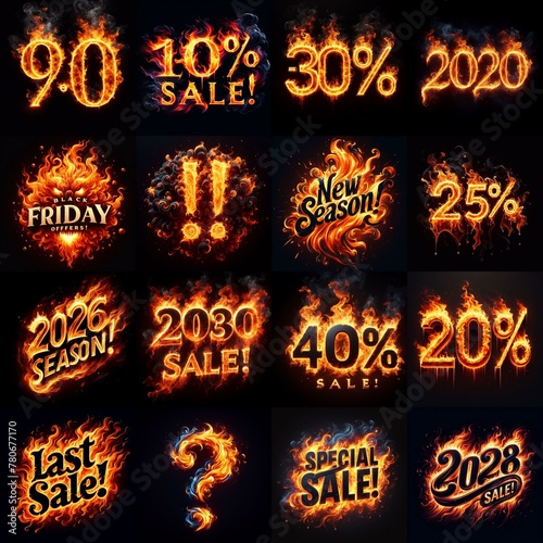 Sale fire and flame concept. AI generated illustration