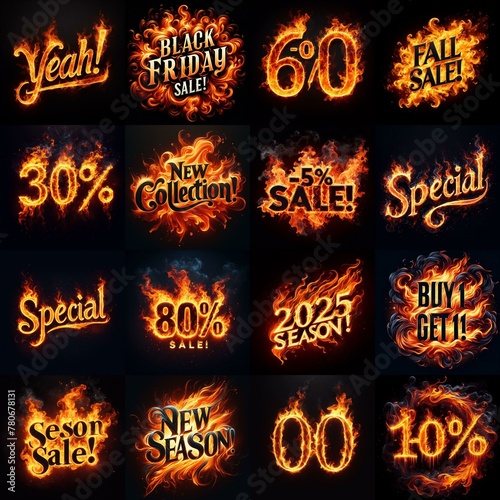 Sale fire and flame concept. AI generated illustration photo