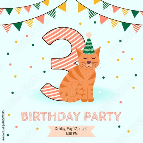 3 Happy birthday card with cute cat