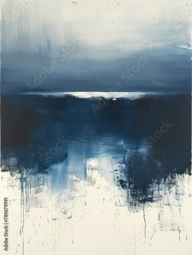 Abstract blue watercolor painting with gradient shades, modern art background. © Nathan