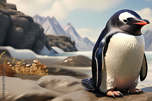 penguin on the rocks, generative ai
