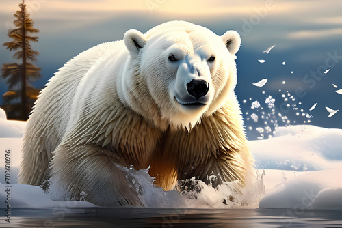 polar bear on ice, generative ai
