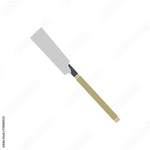 ryoba japanese hand saw. Vector Hacksaw Isolated Illustration. Handsaw Carpenter Tool, Wood Cutting Equipment