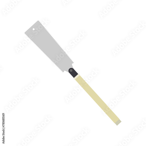 ryoba japanese hand saw. Vector Hacksaw Isolated Illustration. Handsaw Carpenter Tool, Wood Cutting Equipment