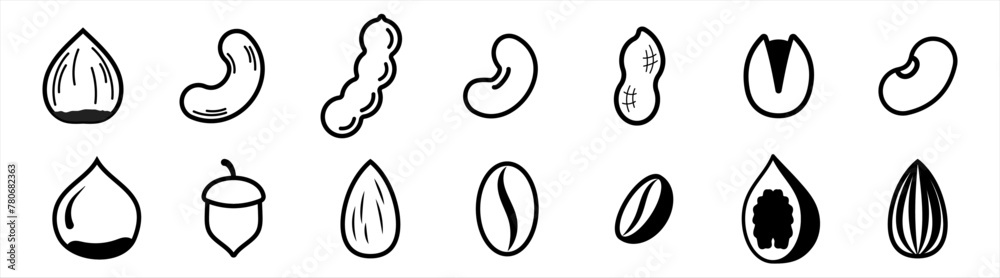 seeds icon bundle isolated vector nuts symbol seeds icon bundle isolated vector nuts symbol