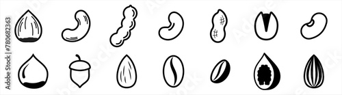 seeds icon bundle isolated vector nuts symbol