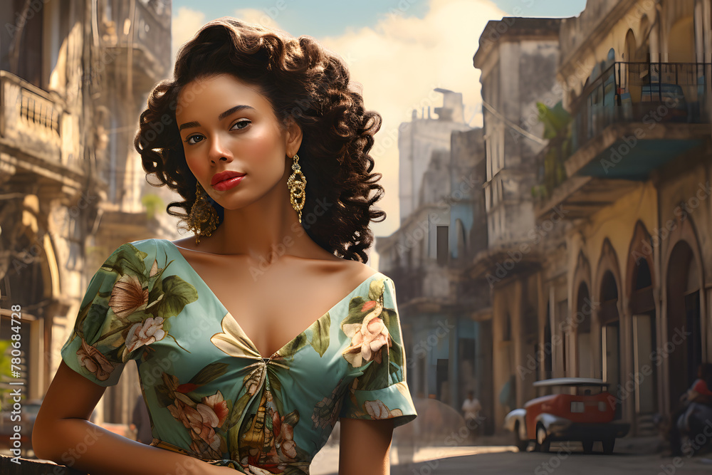 Woman with Cuban features. generated with AI. Woman with Cuban features. generated with AI.